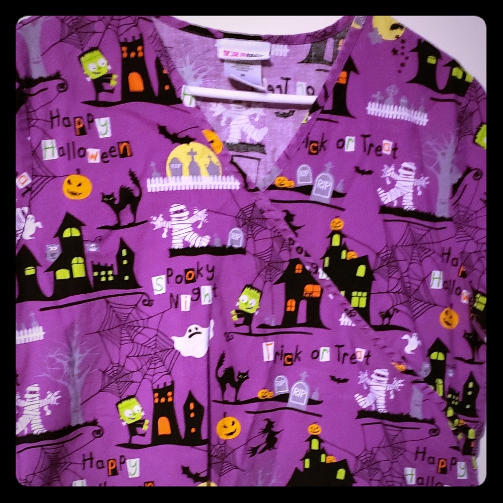Halloween scrub top